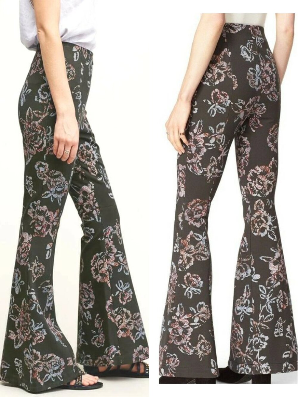 FREE PEOPLE Born To Be Wild Floral Bell Bottom Flare Pants